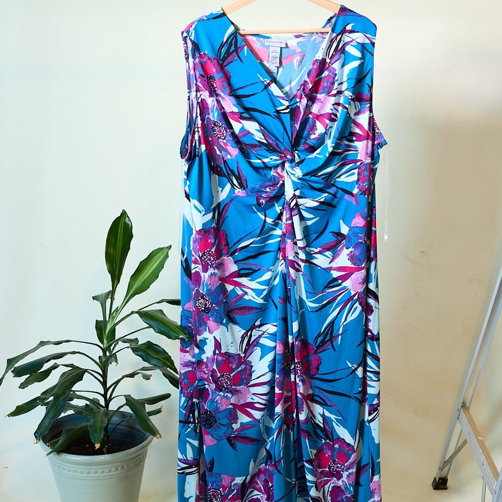 Catherines Blue and Pink Floral Maxi Dress